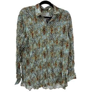 APNY Multicolored Pattern Button Up Viscose Long Sleeve Top XXL
